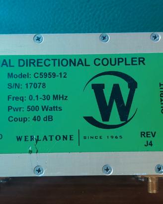 Werlatone Directional coupler (0.1 to 30 MHz) 500W