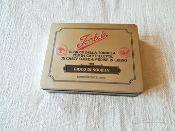 Gioco della Tombola con scatola in metallo Vintage