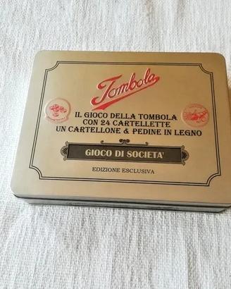 Gioco della Tombola con scatola in metallo Vintage