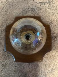 Lampadario artigianale in vetro e legno