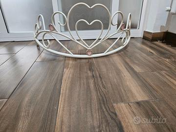 Testiera letto singolo cuori bianca e rosa