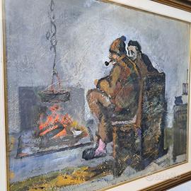 Dipinto olio incorniciato con vetro