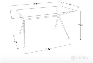 Tavolo rettangolare in vetro