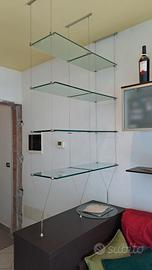 Mensole sospese in vetro temprato