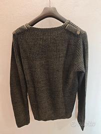 Maglione verde collo a V Zara man taglia L