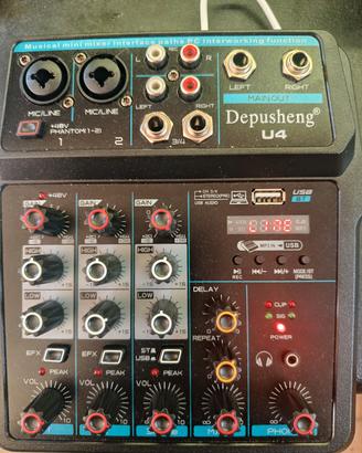 Mixer Depusheng 4 canali+ Usb