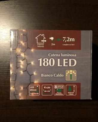 Luci Natale 180 LED Bianco Caldo