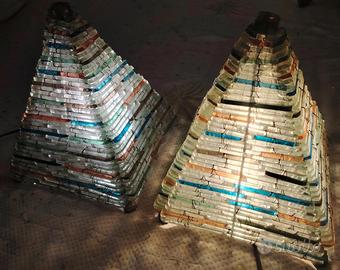 lampade a Piramide coppia vintageanni70 brutalista