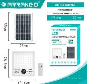" Faro LED con Pannello Solare 200W Telecomando IP