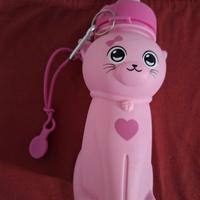 Borraccia gatto rosa silicone per bambini