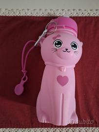 Borraccia gatto rosa silicone per bambini