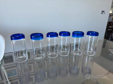 6 Bicchieri in vetro soffiato messicani