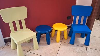 Set IKEA MAMMUT bambini: 2 sedie + 2 sgabelli