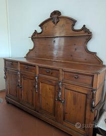 Mobile buffet credenza  antico in legno con alzata