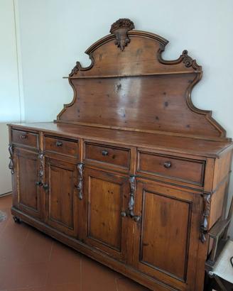 Mobile buffet credenza  antico in legno con alzata