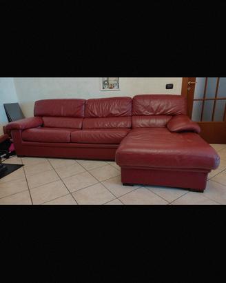 Divano letto in cuoio vera bordeaux vinaccio rosso