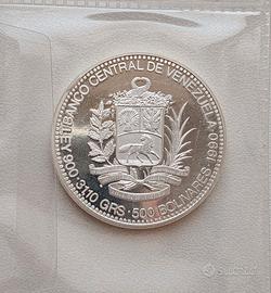 VENEZUELA 500 BOLIVARES ARGENTO JOSE PAEZ BCV 1990
