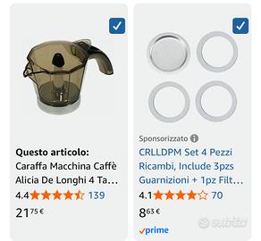 Caraffa Macchina Caffè Alicia De Longhi 4 Tazze