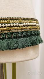 Cintura di danza verde con perline e nappine