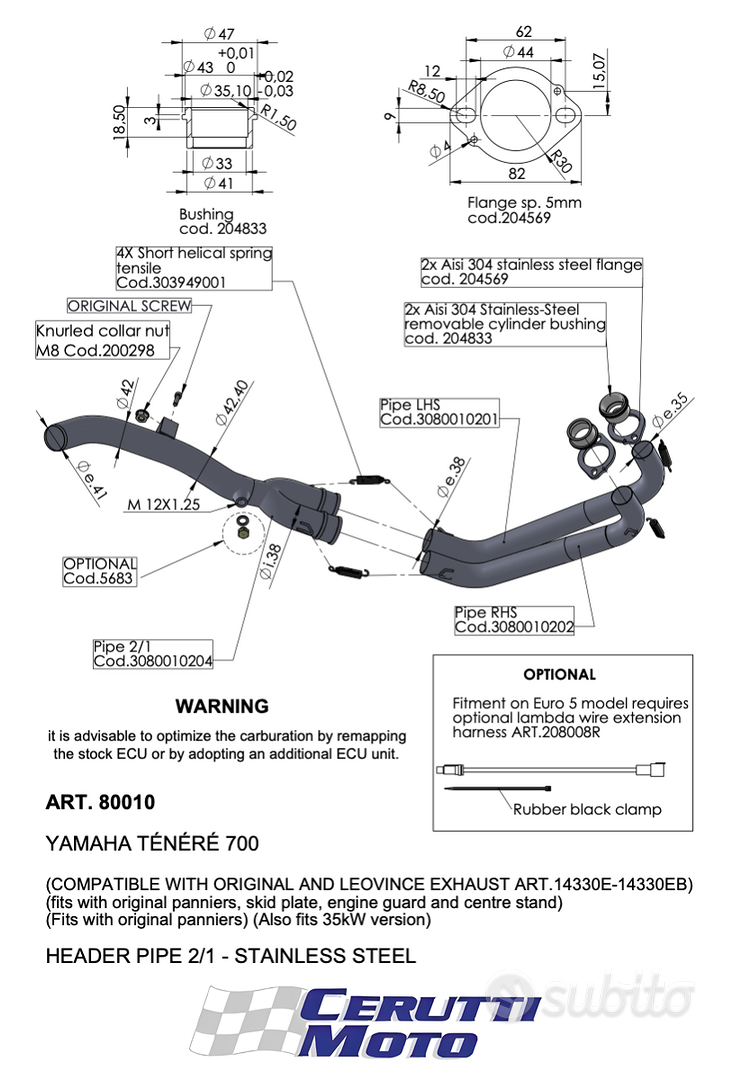 Subito - Cerutti Moto Ricambi Milano - Kit Collettori Racing Leovince ...