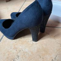 Scarpa donna tacco blu vera pelle taglia 38 Obsel
