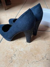 Scarpa donna tacco blu vera pelle taglia 38 Obsel