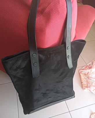 Borsa a spalla Borbonese vera pelle  scamosciata 