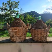 Damigiane vintage in vetro 25L + 20L vetro/vimini