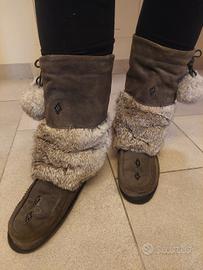 Stivali camoscio con inserti in pelo