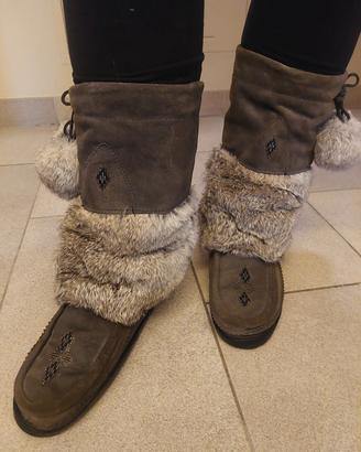 Stivali camoscio con inserti in pelo