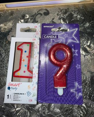Candele compleanno numeri 1 e 9
