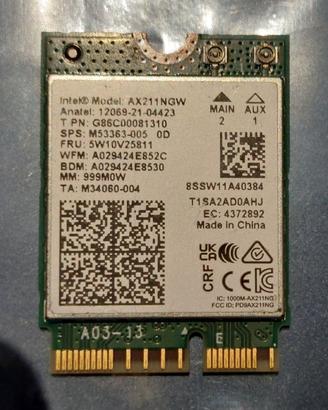 Scheda di rete Intel AX211 NGW,