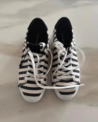 Sneakers Armani Exchange b&w a strisce con lacci