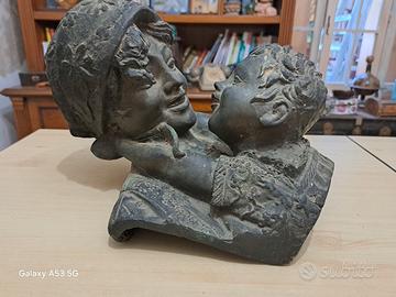 Scultura Antica in Bronzo "Maternità" Merente