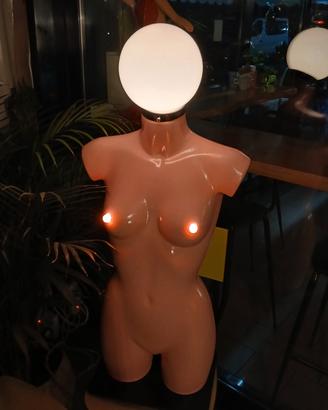 lampada Manichino artigianale  vetro opalino