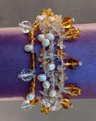 Braccialetto Perle Vere e Quarzo chiusura argento