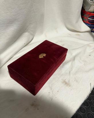 Cofanetto vintage in velluto rosso per carte da gi