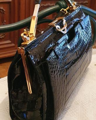 Borsa in Coccodrillo nera