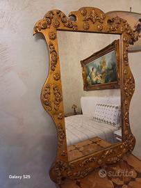 Cornici Specchio in legno di rovere con foglia oro