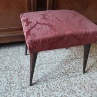 Sgabello-pouf vintage (legno e seta damascata)