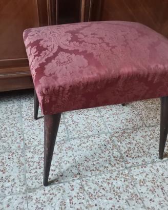 Sgabello-pouf vintage (legno e seta damascata)