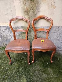 4 sedie in legno con seduta imbottita