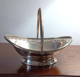 Cestino da centro tavola vintage metallo argentato
