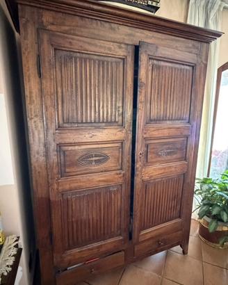Armadio rustico in legno di noce/rovere 2 ante