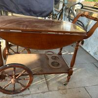 Carrello legno antico porta bevande (grappe whisky