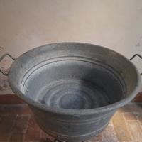 Tinozza bacinella in ferro zincato anni 40 vintage