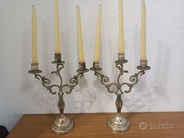 Coppia candelabri in Simil Argento da restaurare