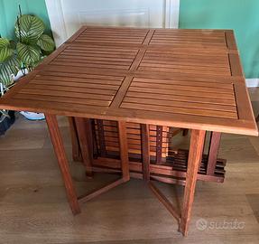 Set tavolo in legno + 4 sedie Reguitti.