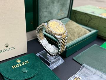 rolex 16233 datejust zaffiro 18k 36 champagne oro 