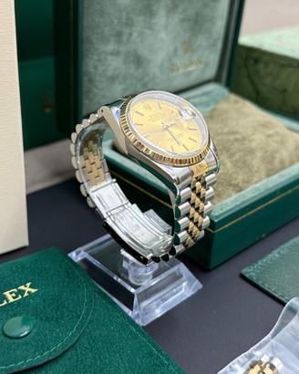 rolex 16233 datejust zaffiro 18k 36 champagne oro 
